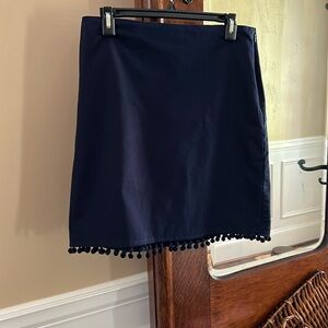 Navy Talbots skirt with prom prom trim